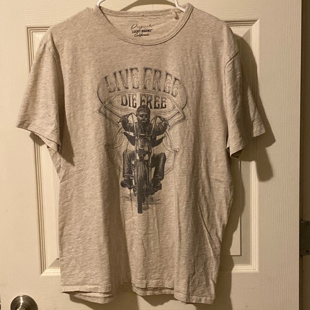 Lucky Brand Live Free Die Free T Shirt Size L